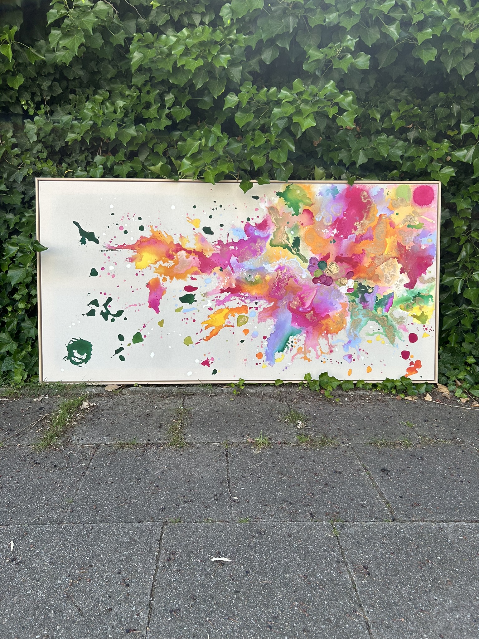 Ich lieb Leben viel zu sehr, 2025, Acryl und Gold auf roher Baumwollleinwand, Ansicht 7